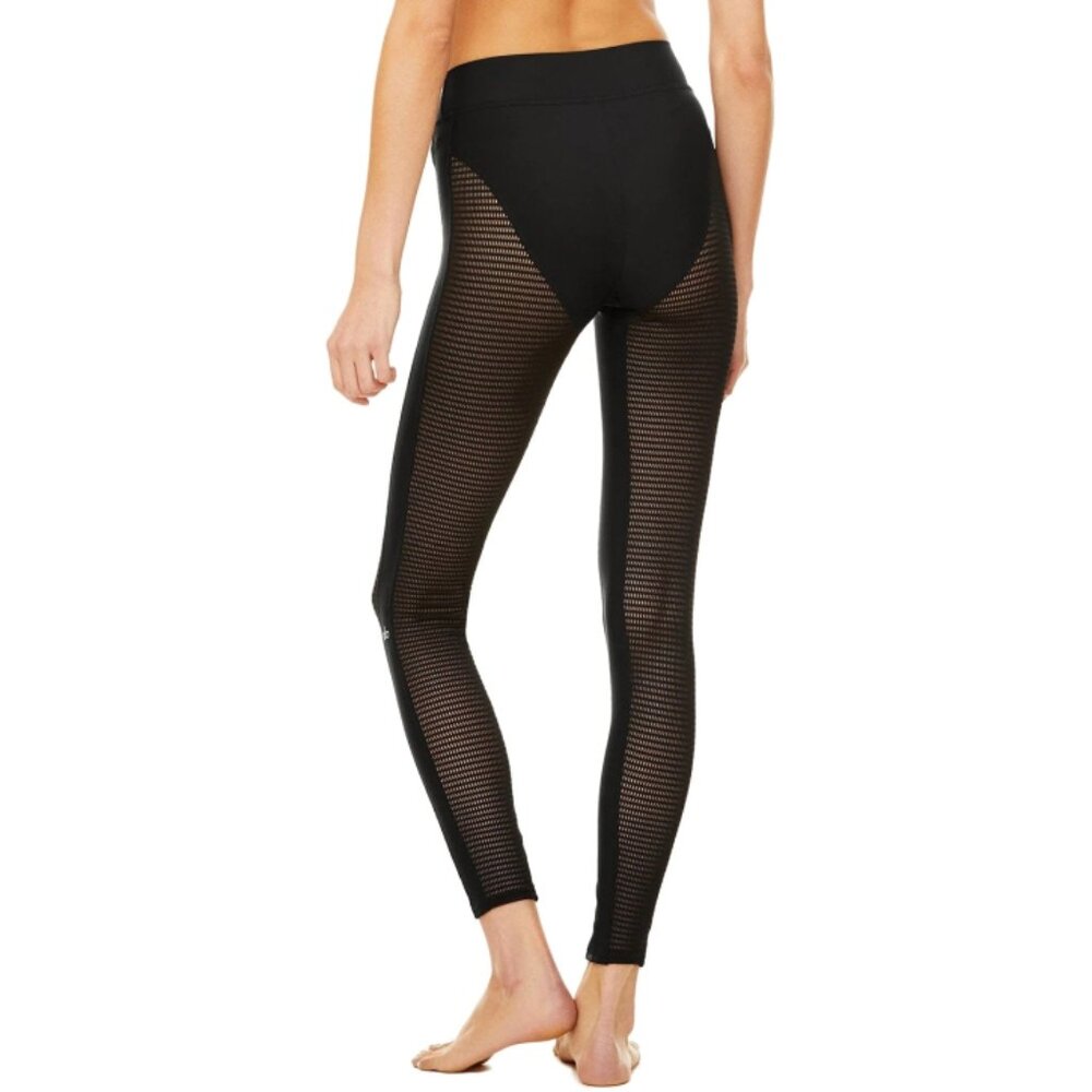 Alo High-Waist Airlift Energize Legging Black Sheer Mesh Cut-Outs Cutouts Tights - Picture 5 of 16